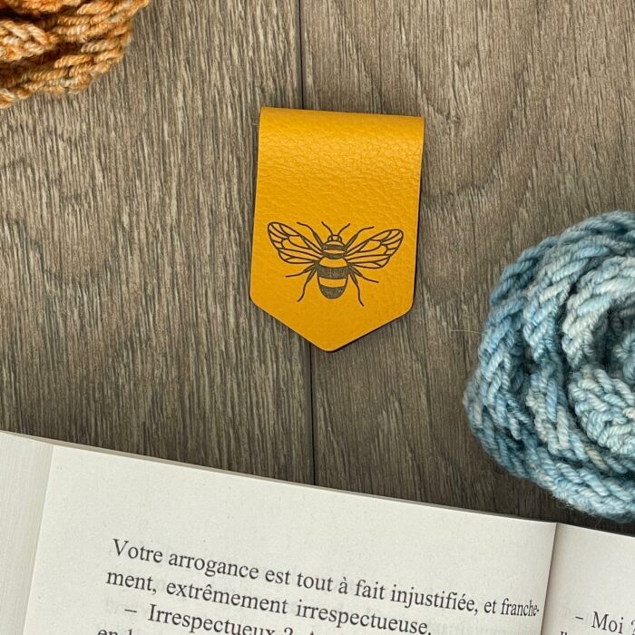 Marque-pages cuir magnétique - Abeille