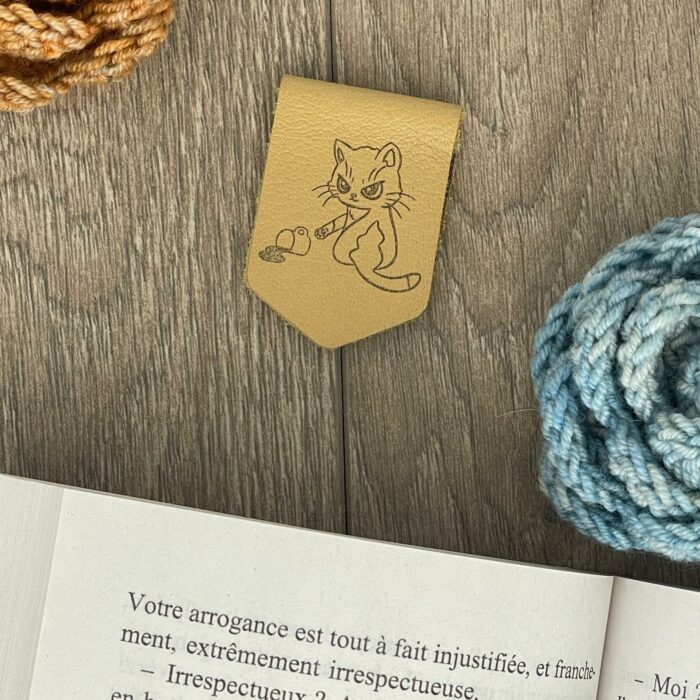 Marque-pages cuir magnétique - Chat