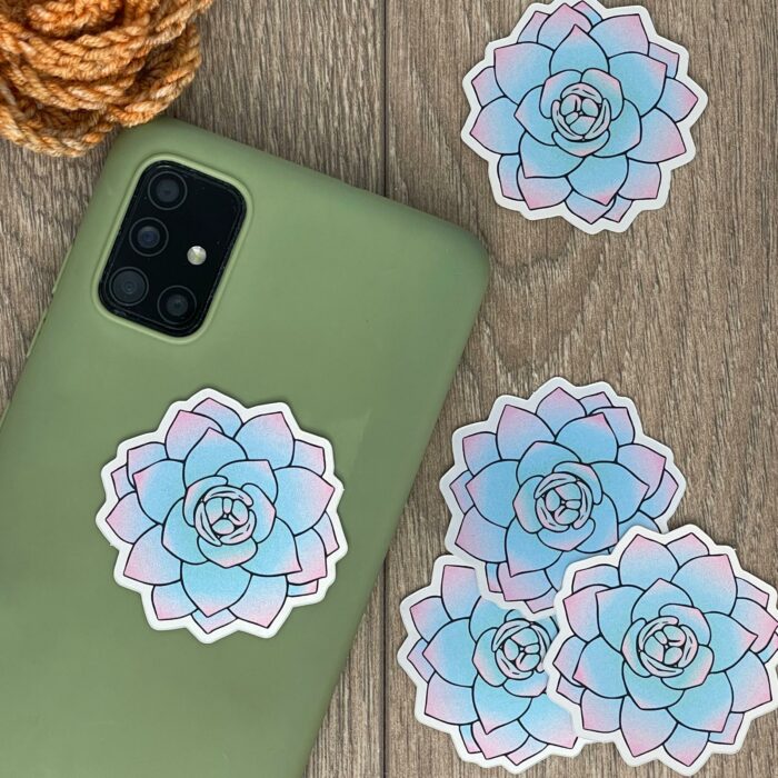 Stickers holographique mate - Echeveria