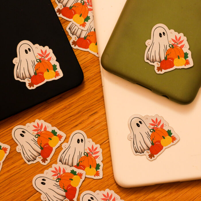 Sticker kraft - Fantôme et citrouille – Image 3