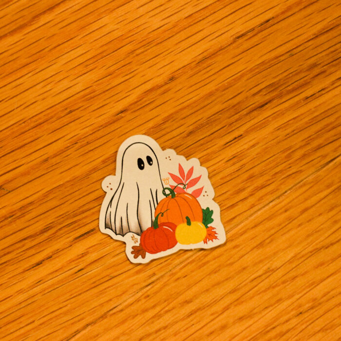 Sticker kraft - Fantôme et citrouille – Image 2